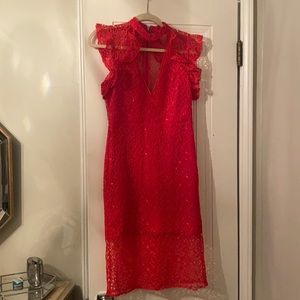 Alexis Red Lace Midi Dress